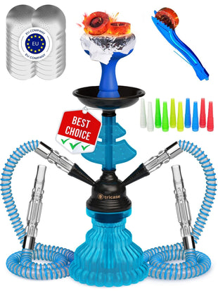 Blue Hookah set with everything Hookah Set 2 Hose Hookah LilOne