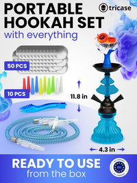 Blue Hookah set with everything Hookah Set 2 Hose Hookah LilOne - 7DAY'S