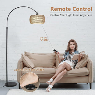 Boho Design Arc Floor Lamp for Valentine's Nights with Dimmable Color LED Bulb, Remote App Control - 7DAY'S