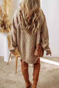 Cable - Knit Round Neck Sweater Dress - 7DAY'S