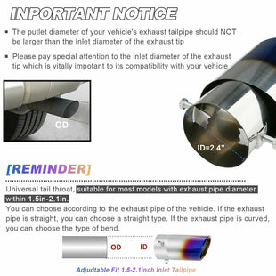 Car Exhaust Pipe Tip Rear Tail Throat Muffler Stainless Steel Round Accessories - 7DAY'S