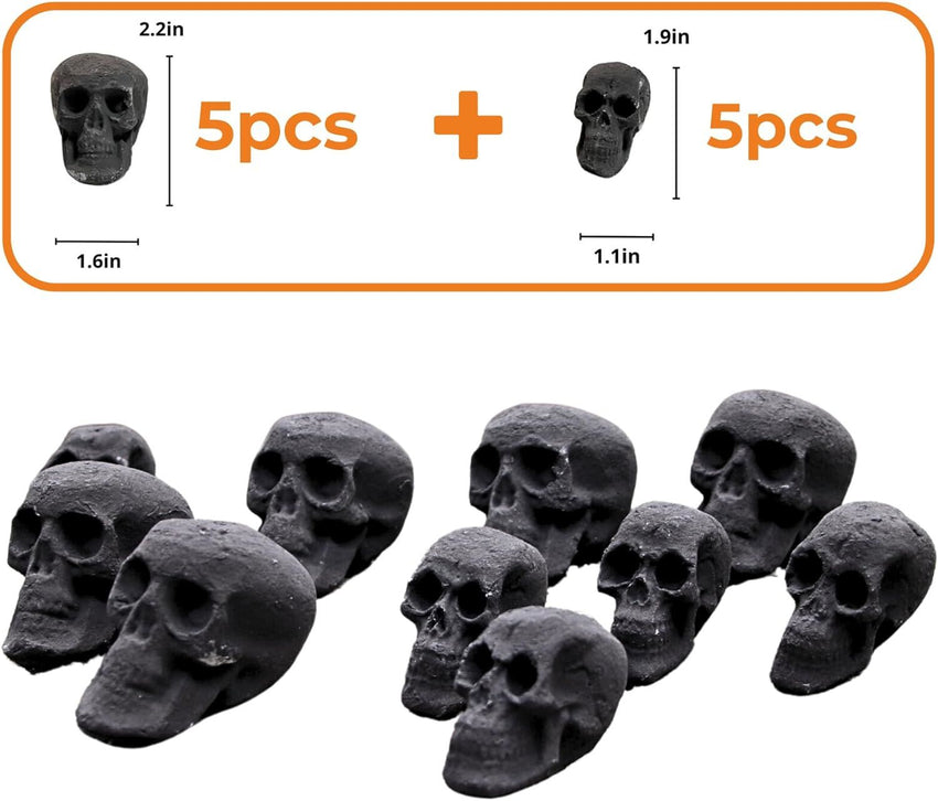 Ceramic Skulls for Fire Pit, Outdoor Fire Tables, 7pcs Reusable Spooky Imitated Human Skull Gas Log for Party, Bonfire,Campfires,Fireplaces, 3.1 inch - 7DAY'S