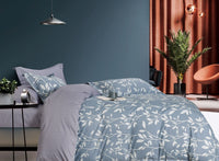 Charlotte Gray/Blue Floral 3 pcs 100% Cotton Comforter Set - 7DAY'S