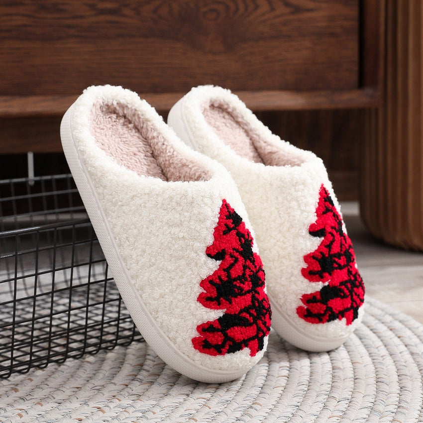 Christmas Tree Home Slippers Fashion Non - slip Floor Bedroom Slipper For Women Fuzzy House Shoes Winter - 7DAY'S