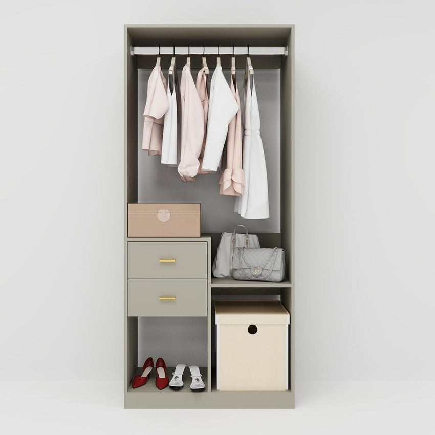 Closet Organizer System, Closet System with Drawers, Clothes Organizer with Closet Shelves Wall Mounted, Grey Wardrobe Closet with Clothing Racks for Hanging Clothes(32"W x 16"D x 71"H) - 7DAY'S