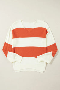 Color Block Dropped Shoulder V - Neck Sweater For Women's Size S to XL - 7DAY'S