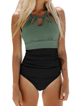 CUPSHE Women's One Piece Swimsuit High Neck Tummy Control Swimwear Bathing Suit