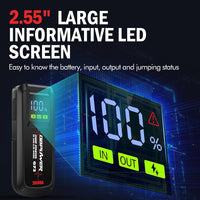 DBPOWER Jump Starter 2000A Peak Portable Car Jump Starter for Up to 8.0L Gas and 6.5L Diesel Engines, 12V Lithium Battery Booster Pack with 2.5" LCD Display, Smart Jumper Cables and LED Light - 7DAY'S