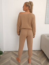 Dolman Sleeve Sweater and Knit Pants Set - 7DAY'S