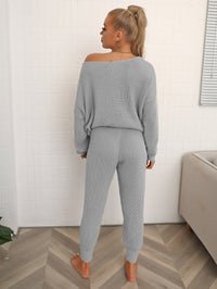 Dolman Sleeve Sweater and Knit Pants Set - 7DAY'S