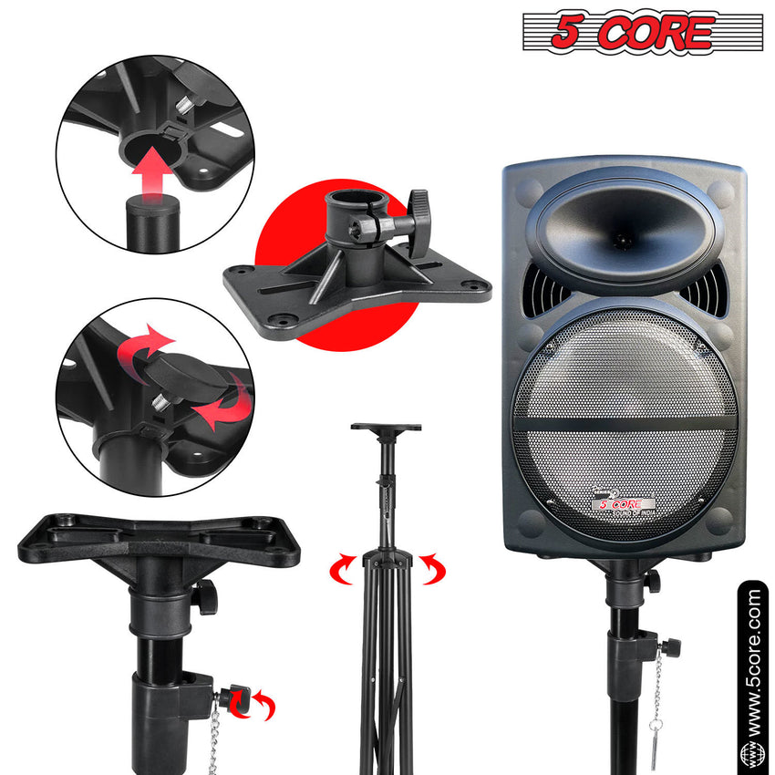 5 Core Speaker Stand Tripod Floor Tall Adjustable Up to 72 Inch DJ Studio Monitor Stands Pole Mount - SS ECO 1PK WOB - 7DAY'S