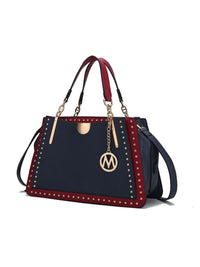 MKF Collection Aubrey Color Block Multi Compartment Satchel Handbag by Mia k