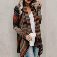 Autumn and Winter Women's Fashion Tassel Knit Jacket Sweater