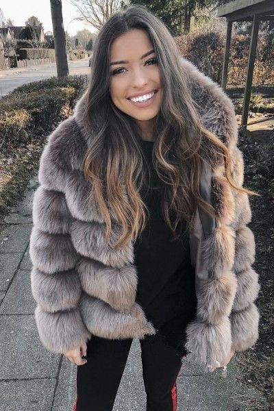 Ladies' autumn and winter thick warm fur coat long-sleeved hooded imitation rabbit fur coat