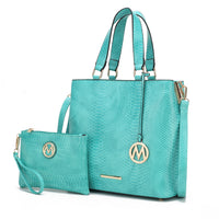 MKF Collection Beryl Snake embossed Vegan Leather Women Tote Bag with Wristlet by Mia k