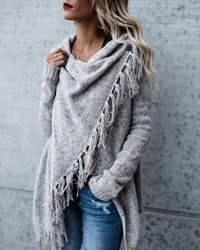 Autumn and Winter Women's Fashion Tassel Knit Jacket Sweater