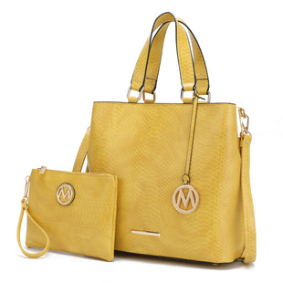 MKF Collection Beryl Snake embossed Vegan Leather Women Tote Bag with Wristlet by Mia k