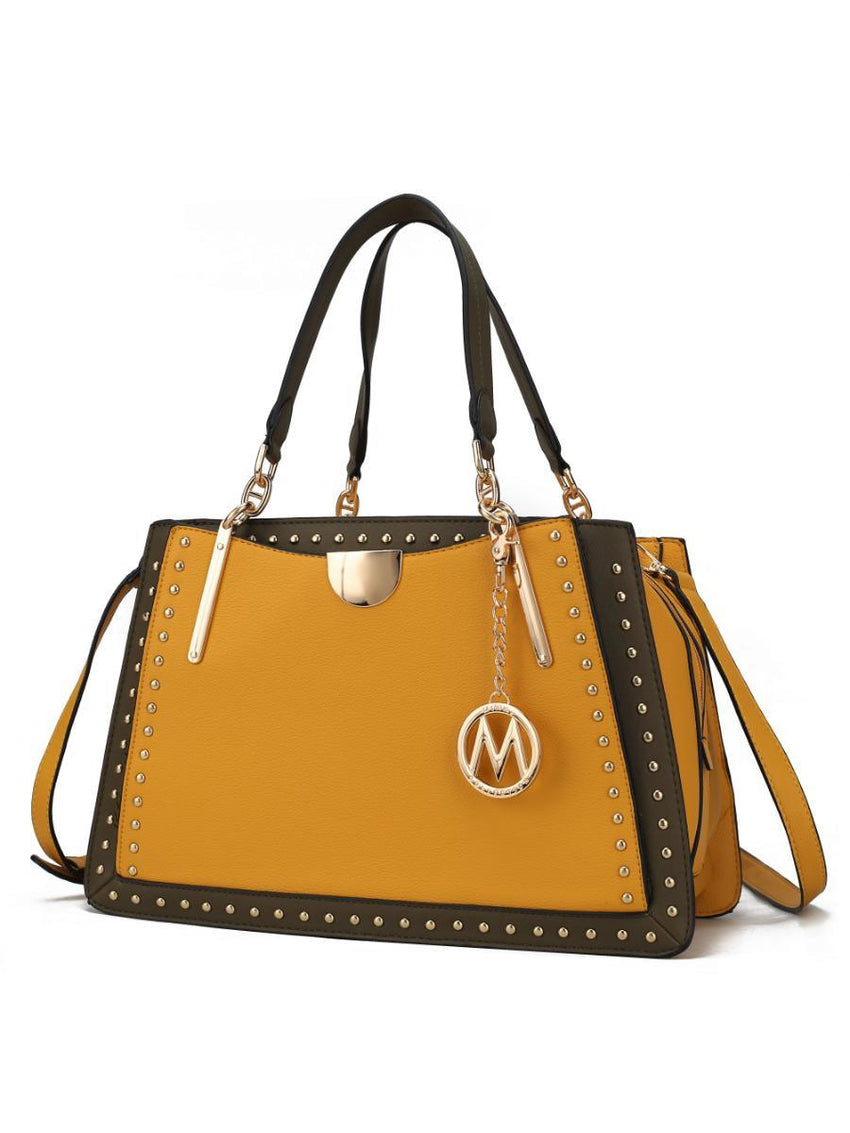 MKF Collection Aubrey Color Block Multi Compartment Satchel Handbag by Mia k