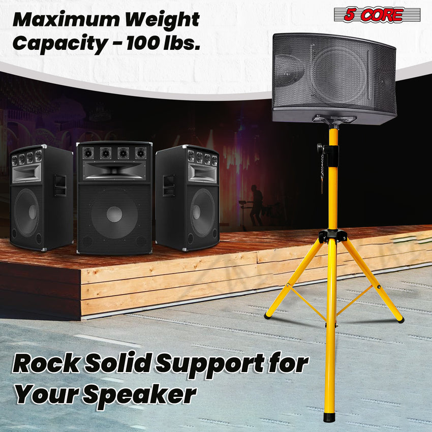 5 Core Speaker Stand Tripod Floor Tall Adjustable Up to 72 Inch DJ Studio Monitor Stands Pole Mount - SS ECO 1PK WOB - 7DAY'S