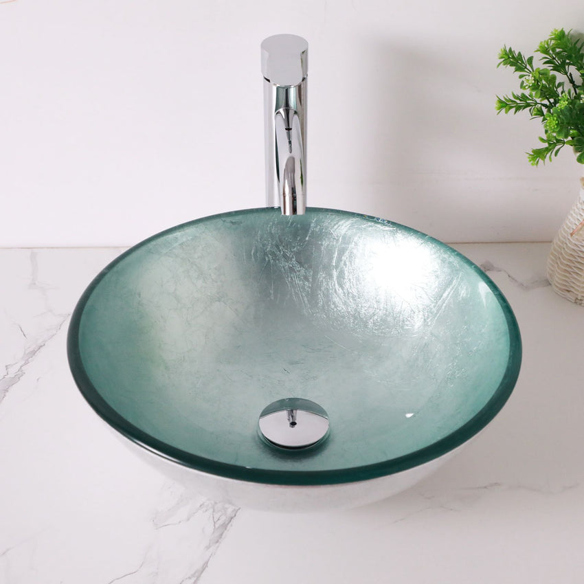 Above Counter Artistic Tempered Glass Bathroom Sink Transparent Counter Top Bathroom Single Bowl Vessel Basin - 7DAY'S