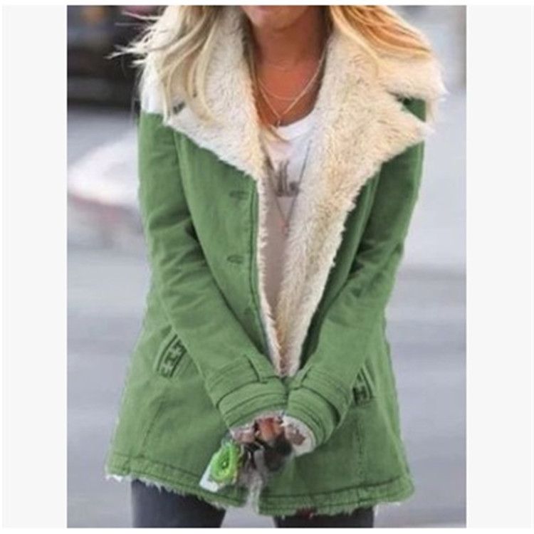 Hot Selling Autumn and Winter Women's Clothing Plus Velvet Single - breasted Warm Cotton Jacket Women - 7DAY'S