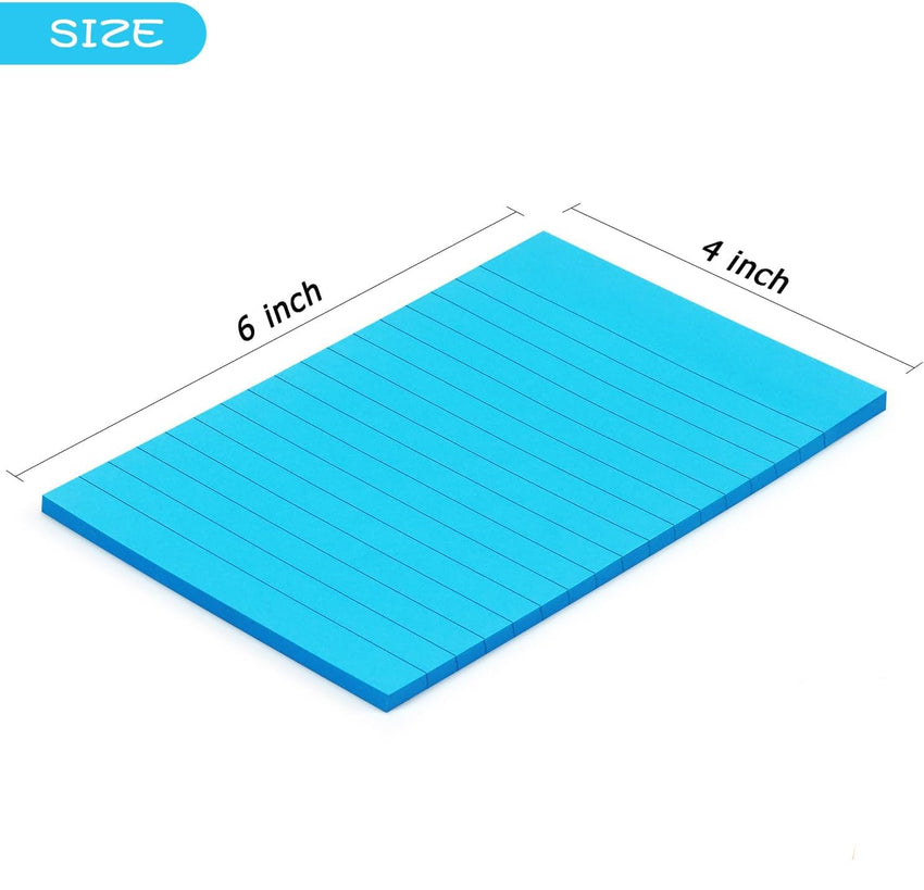 Early Buy 6 Pads Lined Sticky Notes with Lines 4x6 Self - Stick Notes Bright Color Sticky Notes, 45 Sheets/Pad (Yellow) - 7DAY'S