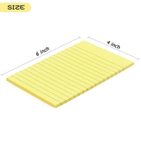 Early Buy 6 Pads Lined Sticky Notes with Lines 4x6 Self - Stick Notes Bright Color Sticky Notes, 45 Sheets/Pad (Yellow) - 7DAY'S