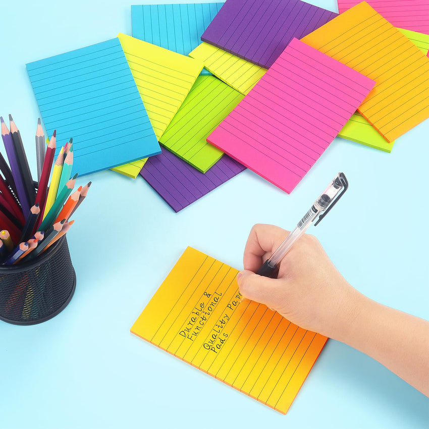 Early Buy 6 Pads Lined Sticky Notes with Lines 4x6 Self - Stick Notes Bright Color Sticky Notes, 45 Sheets/Pad (Yellow) - 7DAY'S