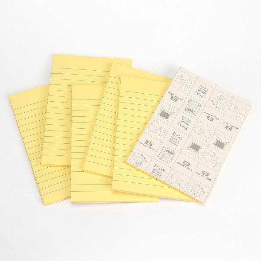 Early Buy 6 Pads Lined Sticky Notes with Lines 4x6 Self - Stick Notes Bright Color Sticky Notes, 45 Sheets/Pad (Yellow) - 7DAY'S