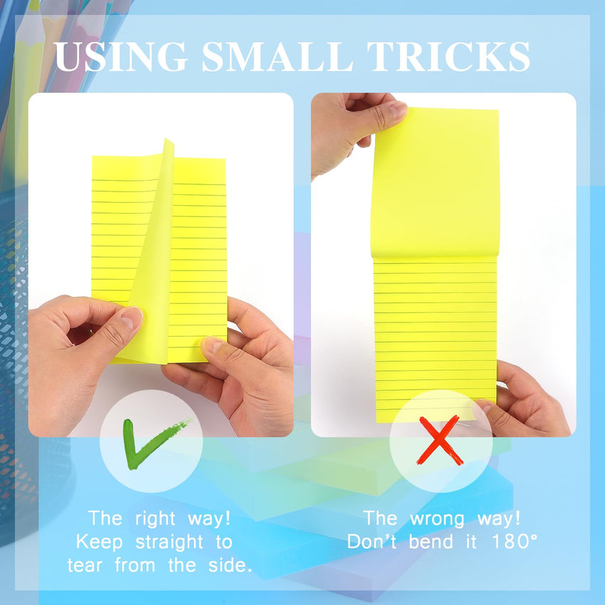 Early Buy 6 Pads Lined Sticky Notes with Lines 4x6 Self - Stick Notes Bright Color Sticky Notes, 45 Sheets/Pad (Yellow) - 7DAY'S