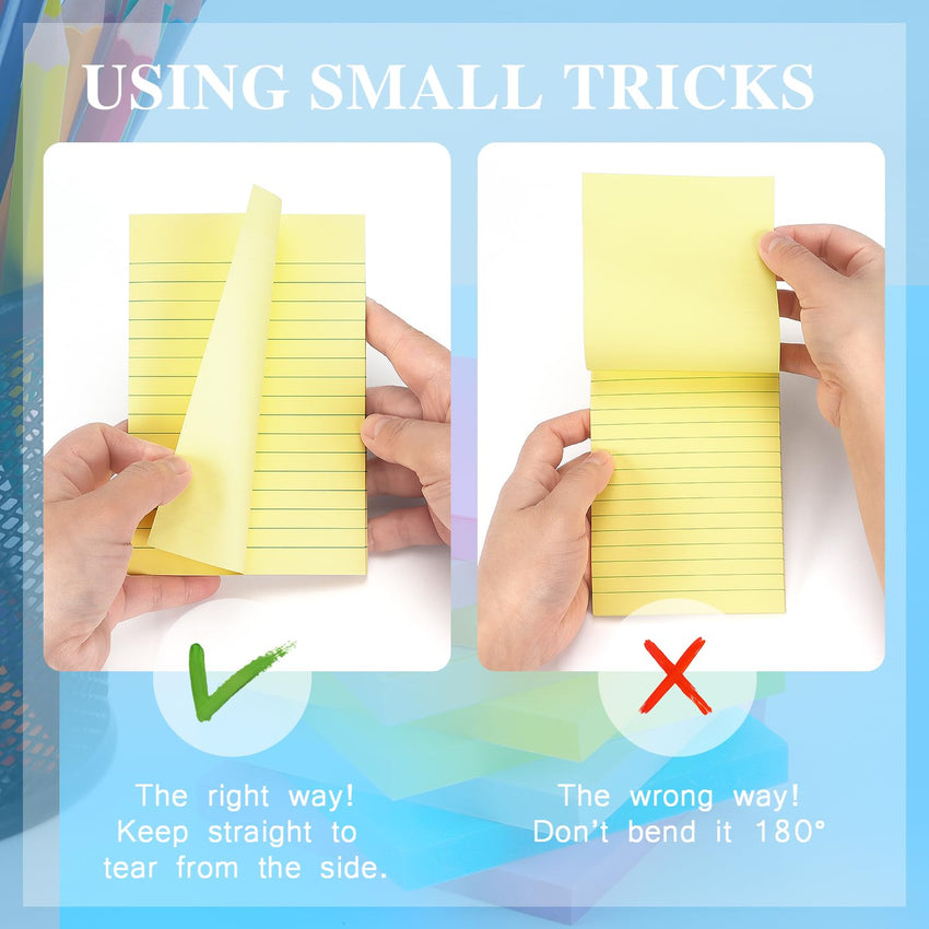 Early Buy 6 Pads Lined Sticky Notes with Lines 4x6 Self - Stick Notes Bright Color Sticky Notes, 45 Sheets/Pad (Yellow) - 7DAY'S