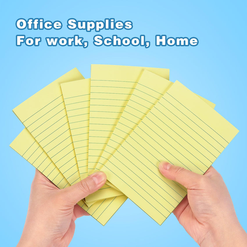 Early Buy 6 Pads Lined Sticky Notes with Lines 4x6 Self - Stick Notes Bright Color Sticky Notes, 45 Sheets/Pad (Yellow) - 7DAY'S