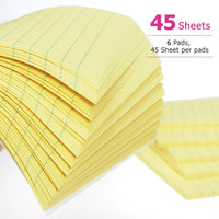 Early Buy 6 Pads Lined Sticky Notes with Lines 4x6 Self - Stick Notes Bright Color Sticky Notes, 45 Sheets/Pad (Yellow) - 7DAY'S