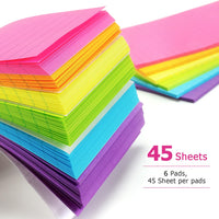 Early Buy 6 Pads Lined Sticky Notes with Lines 4x6 Self - Stick Notes Bright Color Sticky Notes, 45 Sheets/Pad (Yellow) - 7DAY'S