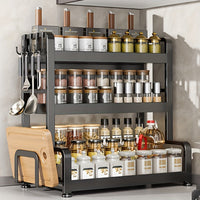 Elegant Multi - Layer Metal Kitchen Organizer - Countertop Spice Rack, Knife & Utensil Holder, Condiment Basket - 7DAY'S