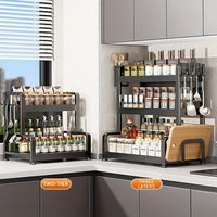 Elegant Multi - Layer Metal Kitchen Organizer - Countertop Spice Rack, Knife & Utensil Holder, Condiment Basket - 7DAY'S