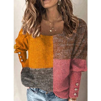 Fall/winter women's new sweater pullover round neck long sleeve contrast sweater - 7DAY'S