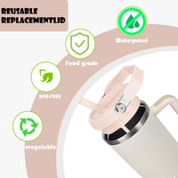 Flip Straw Lid for 40oz Stanley Tumbler,2 Pieces leakproof for stanley lid 40oz Tumbler,Detachable Flip Straw Handle Lids,Stanley Cup Accessory Perfect Fit stanley lid (Black & Cream) - 7DAY'S