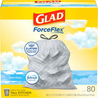 Glad ForceFlex Tall Kitchen Drawstring Trash Bags, 13 Gal, Gain Lemon Zest, 40 Ct (Package May Vary) - 7DAY'S
