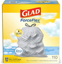 Glad ForceFlex Tall Kitchen Drawstring Trash Bags, 13 Gal, Gain Lemon Zest, 40 Ct (Package May Vary) - 7DAY'S