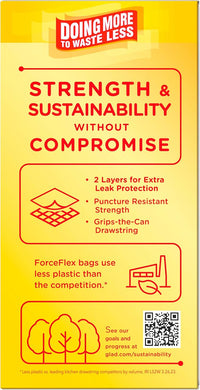 Glad ForceFlex Tall Kitchen Drawstring Trash Bags, 13 Gal, Gain Lemon Zest, 40 Ct (Package May Vary) - 7DAY'S