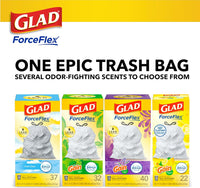 Glad ForceFlex Tall Kitchen Drawstring Trash Bags, 13 Gal, Gain Lemon Zest, 40 Ct (Package May Vary) - 7DAY'S