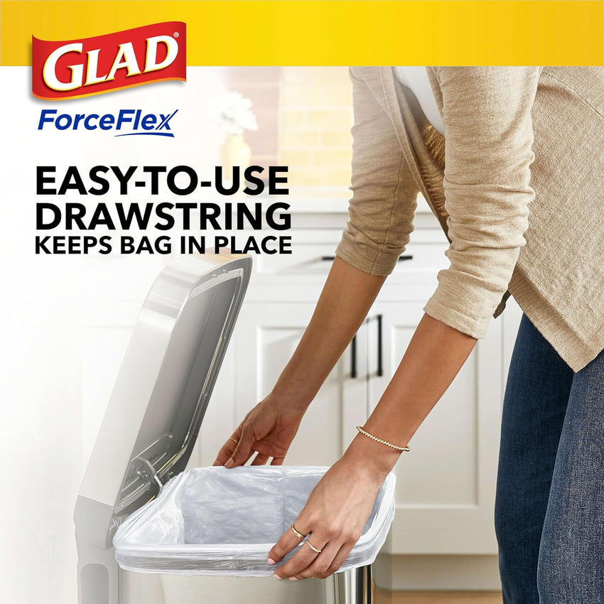 Glad ForceFlex Tall Kitchen Drawstring Trash Bags, 13 Gal, Gain Lemon Zest, 40 Ct (Package May Vary) - 7DAY'S