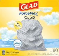 Glad ForceFlex Tall Kitchen Drawstring Trash Bags, 13 Gal, Gain Lemon Zest, 40 Ct (Package May Vary) - 7DAY'S