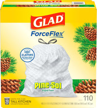 Glad ForceFlex Tall Kitchen Drawstring Trash Bags, 13 Gal, Gain Lemon Zest, 40 Ct (Package May Vary) - 7DAY'S