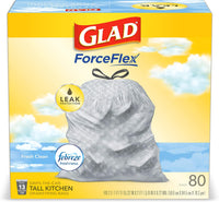 Glad ForceFlex Tall Kitchen Drawstring Trash Bags, 13 Gal, Gain Lemon Zest, 40 Ct (Package May Vary) - 7DAY'S