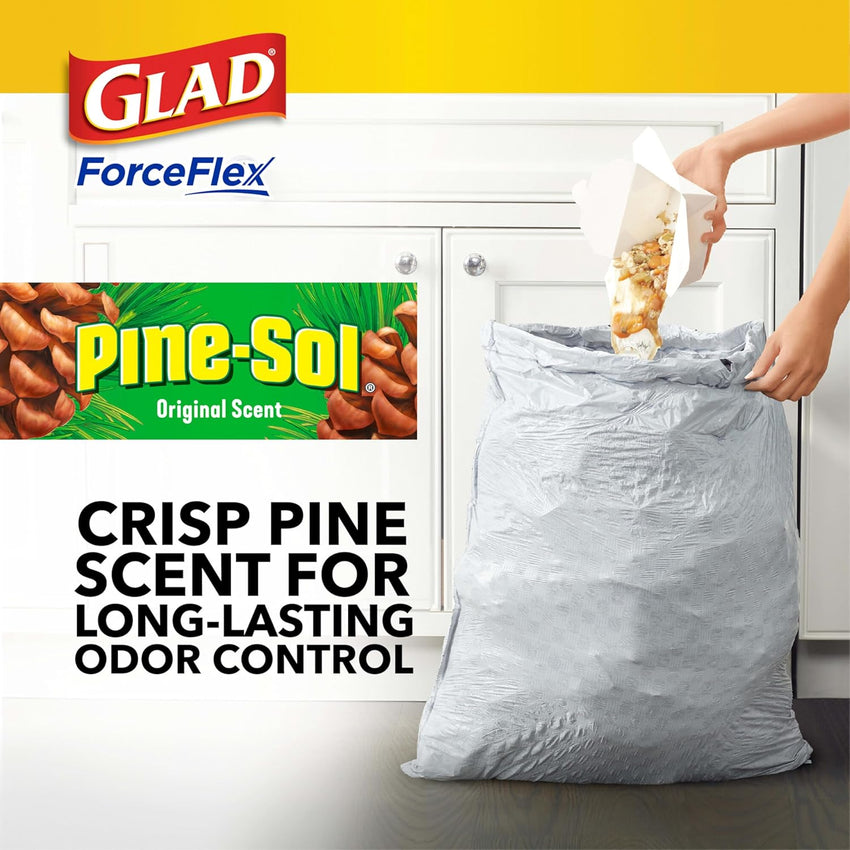 Glad ForceFlex Tall Kitchen Drawstring Trash Bags, 13 Gal, Gain Lemon Zest, 40 Ct (Package May Vary) - 7DAY'S