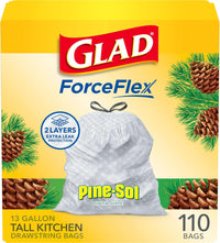 Glad ForceFlex Tall Kitchen Drawstring Trash Bags, 13 Gal, Gain Lemon Zest, 40 Ct (Package May Vary) - 7DAY'S