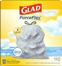 Glad ForceFlex Tall Kitchen Drawstring Trash Bags, 13 Gal, Gain Lemon Zest, 40 Ct (Package May Vary) - 7DAY'S