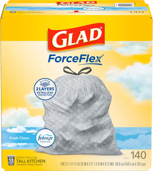 Glad ForceFlex Tall Kitchen Drawstring Trash Bags, 13 Gal, Gain Lemon Zest, 40 Ct (Package May Vary) - 7DAY'S